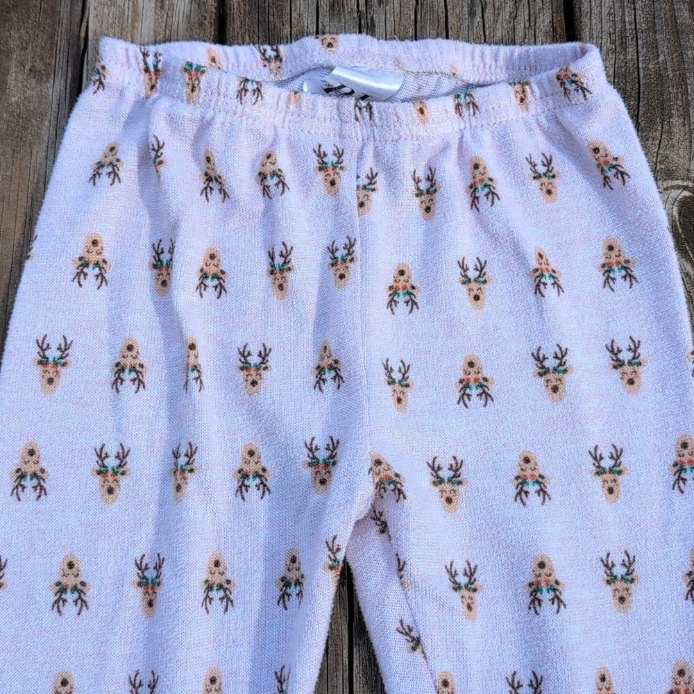 PJ Essentials 3T Girls Pink Reindeer Christmas Long Sleeve Pajama Set - Picture 5 of 8